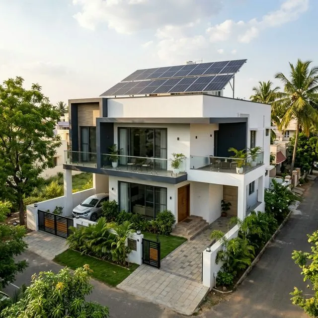 Modern villa solar installation Bypass Road Manapparai